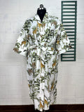 block-printed Cotton Kimono Robe in jungle