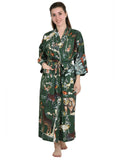 Women's block-printed Cotton Kimono Robe in floral