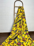 reversible Kantha-stitched block-printed Cotton Throw in yellow floral