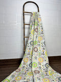 reversible Kantha-stitched block-printed Cotton Throw in white floral