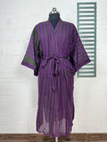 Cotton Kimono Robe in purple black tie-dye
