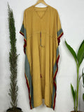 Women's Recycled Silk Long Kaftan in golden red floral