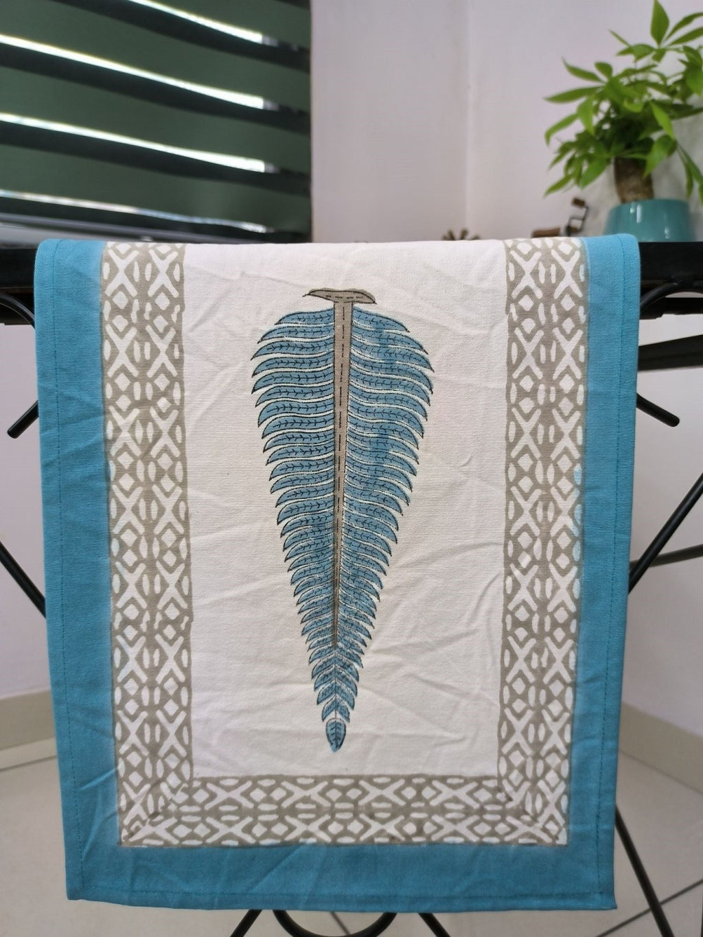Cotton Table Runner in blue floral