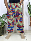 Unisex Yak Wool Blend Harem Pants in geometric