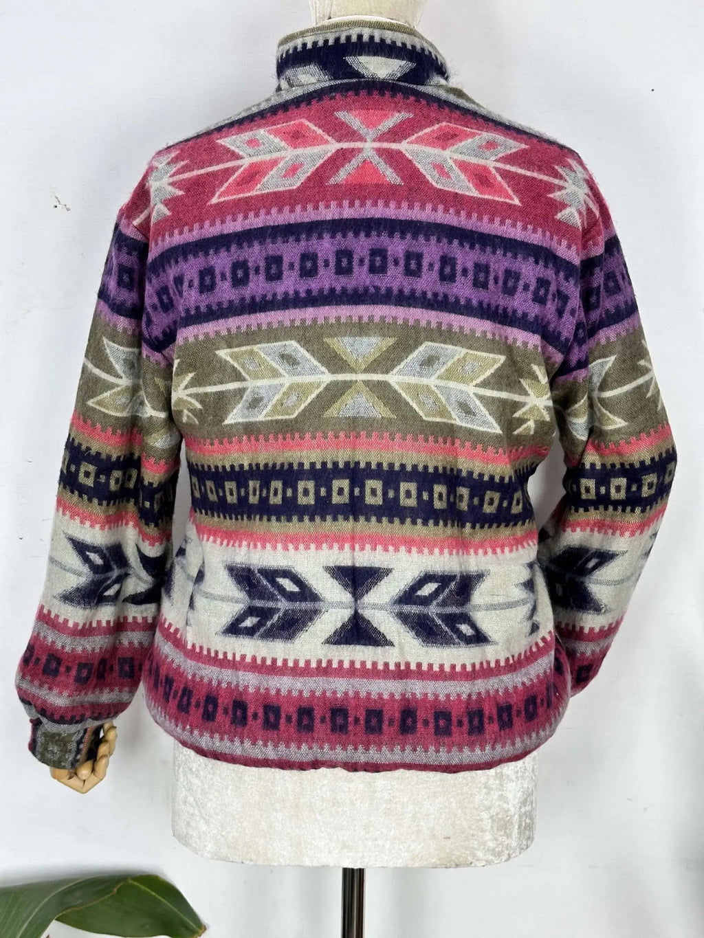 Yak Wool Blend Zip Jacket in diamond with pockets