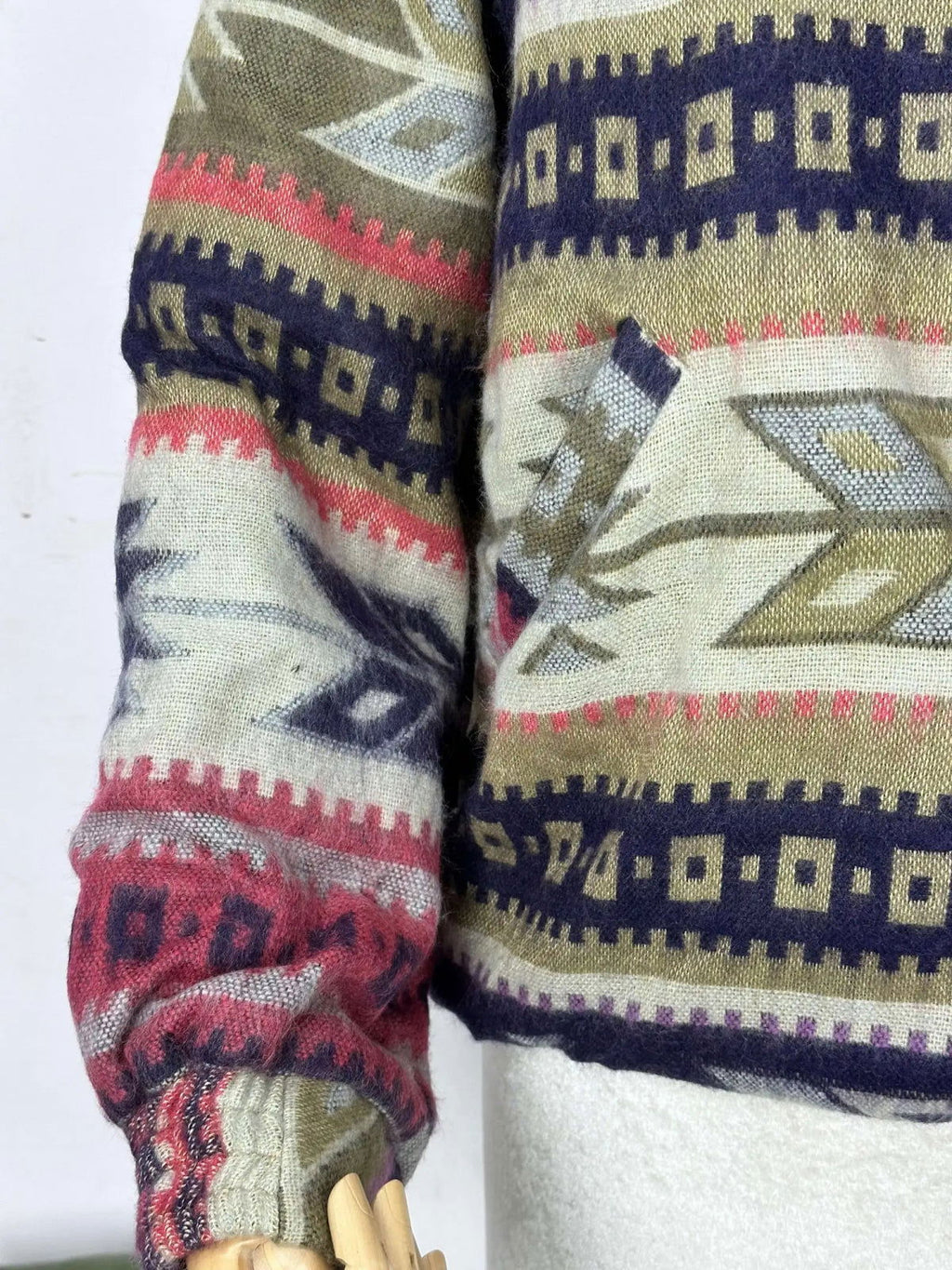 Yak Wool Blend Zip Jacket in diamond with pockets