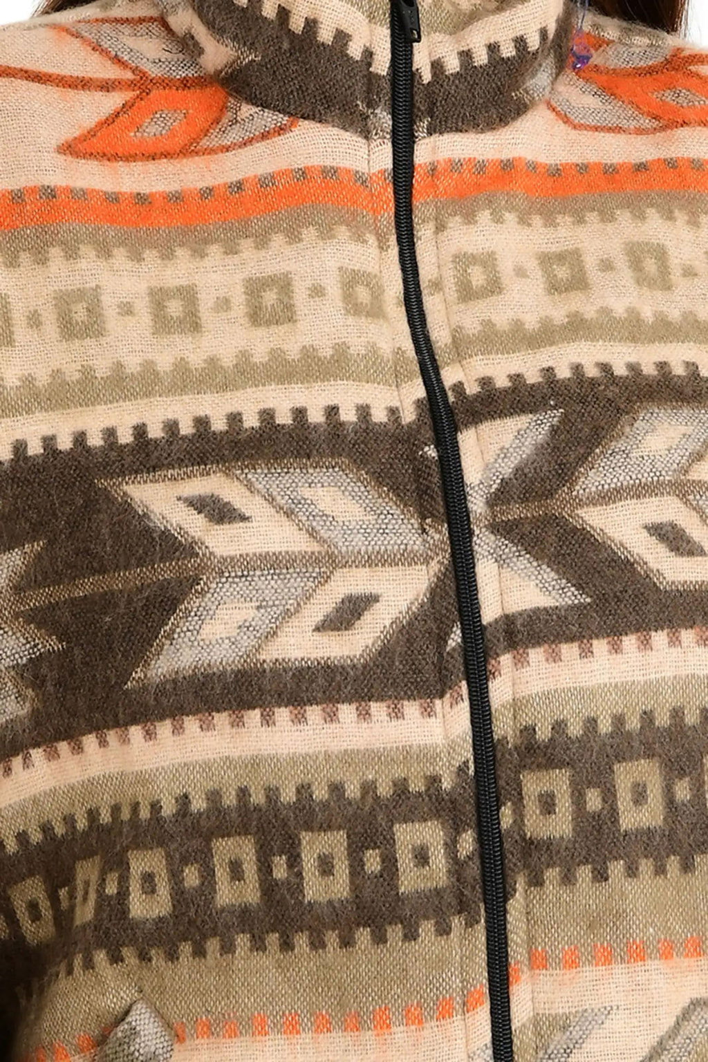 Yak Wool Blend Zip Jacket in diamond with pockets