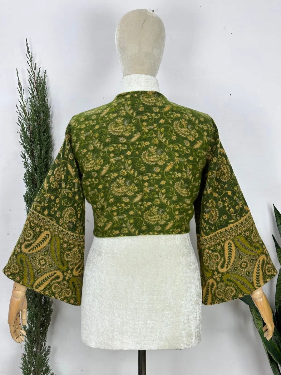 Yak Wool Blend Bell-Sleeve Wrap Top