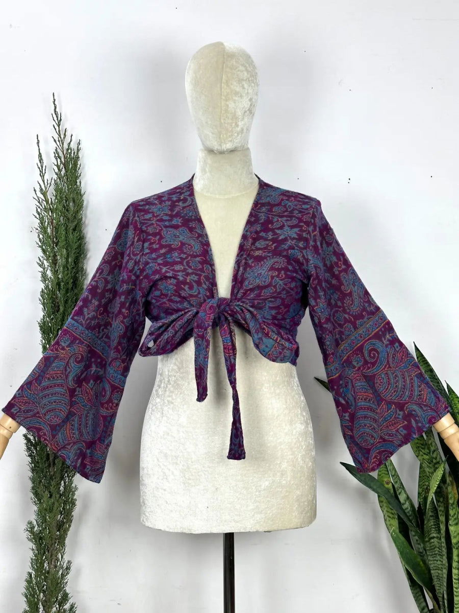 Yak Wool Blend Bell-Sleeve Wrap Top