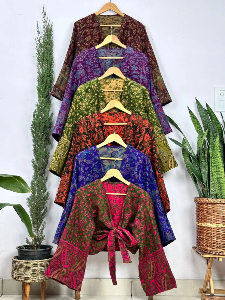 Yak Wool Blend Bell-Sleeve Wrap Top