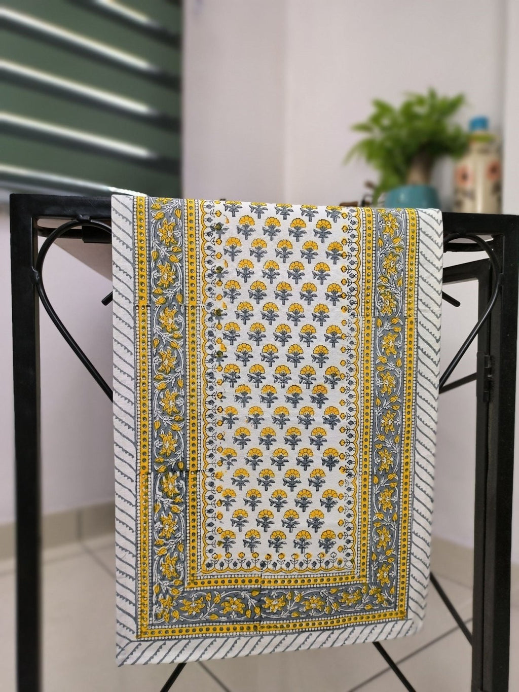 Cotton Table Runner in yellow floral